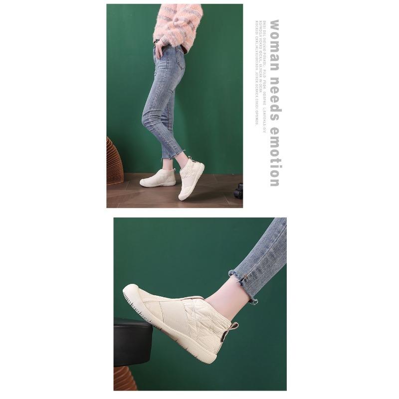 Winter Booties Women's Cotton Shoes Fleece Thickened Warm Snow Boots Waterproof and Non-slip Plus Size Casual Cotton Boots
