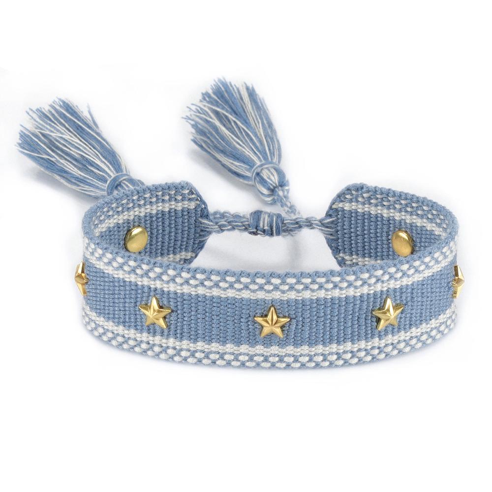 2025 Metal Star Pendant Woven Bracelet with Letter Embroidery