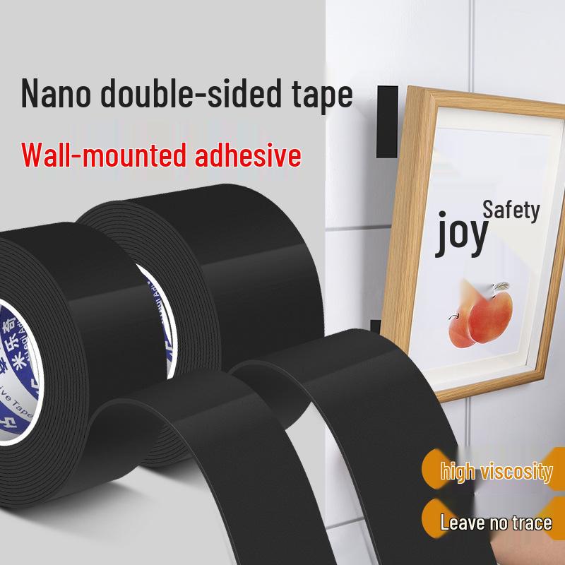Black Double-Sided Nano Tape - No Trace, Strong Adhesion for Photo Frames & Wall Decorations