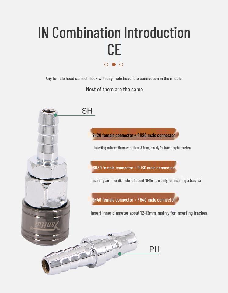 Huiyan D-Type Self-Locking Pneumatic Air Hose Connector (Male/Female)