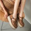 Soft leather version~ woven hollow retro Roman sandals women's 2025 summer new hemp rope straw thick-soled pig cage shoes