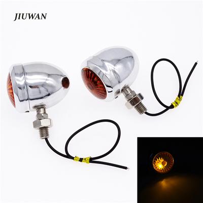 1 Paar Universal 12V Retro Metall Chrom Motorrad Blinker Anzeige Halogen Glühbirne Lampe Vintage Bernstein für Harley
