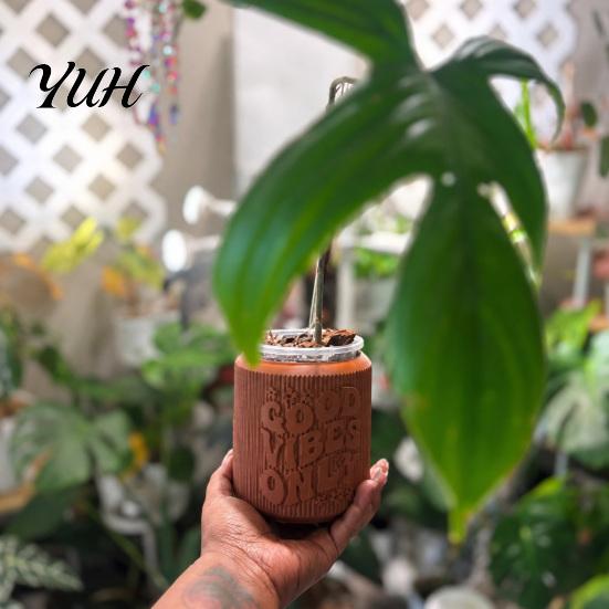 3D Embossed Plastic Plant Container Printed Planter, Small Good Vibes Only Flower Pot, Lightweight Planters for Home Cute Cactus Desktop Office Decor