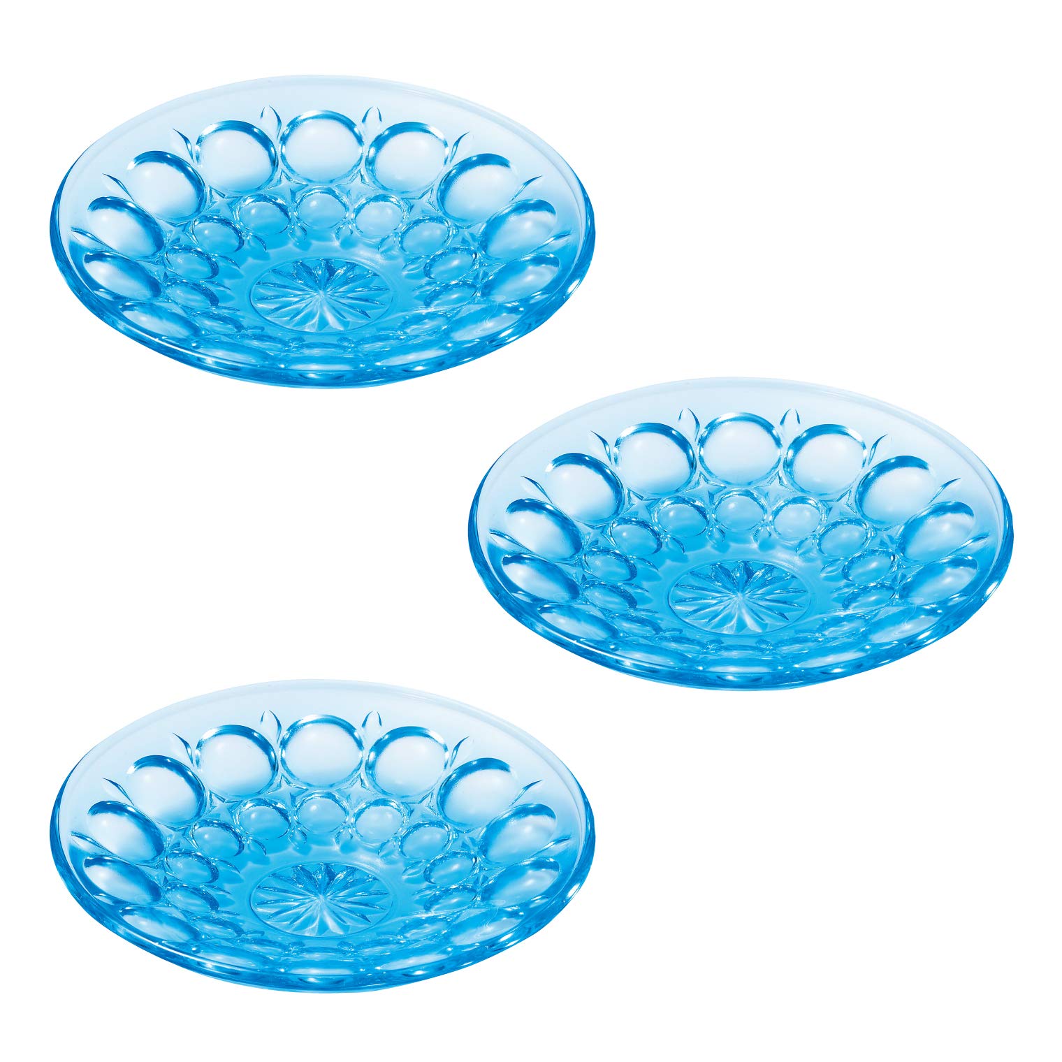 

ADERIA Shonai Craft Glass Tableware Plate Blue Diameter x Height 2cm Suigetsu Mame Plate 3 Pieces Made in Japan 10.6 F-70416