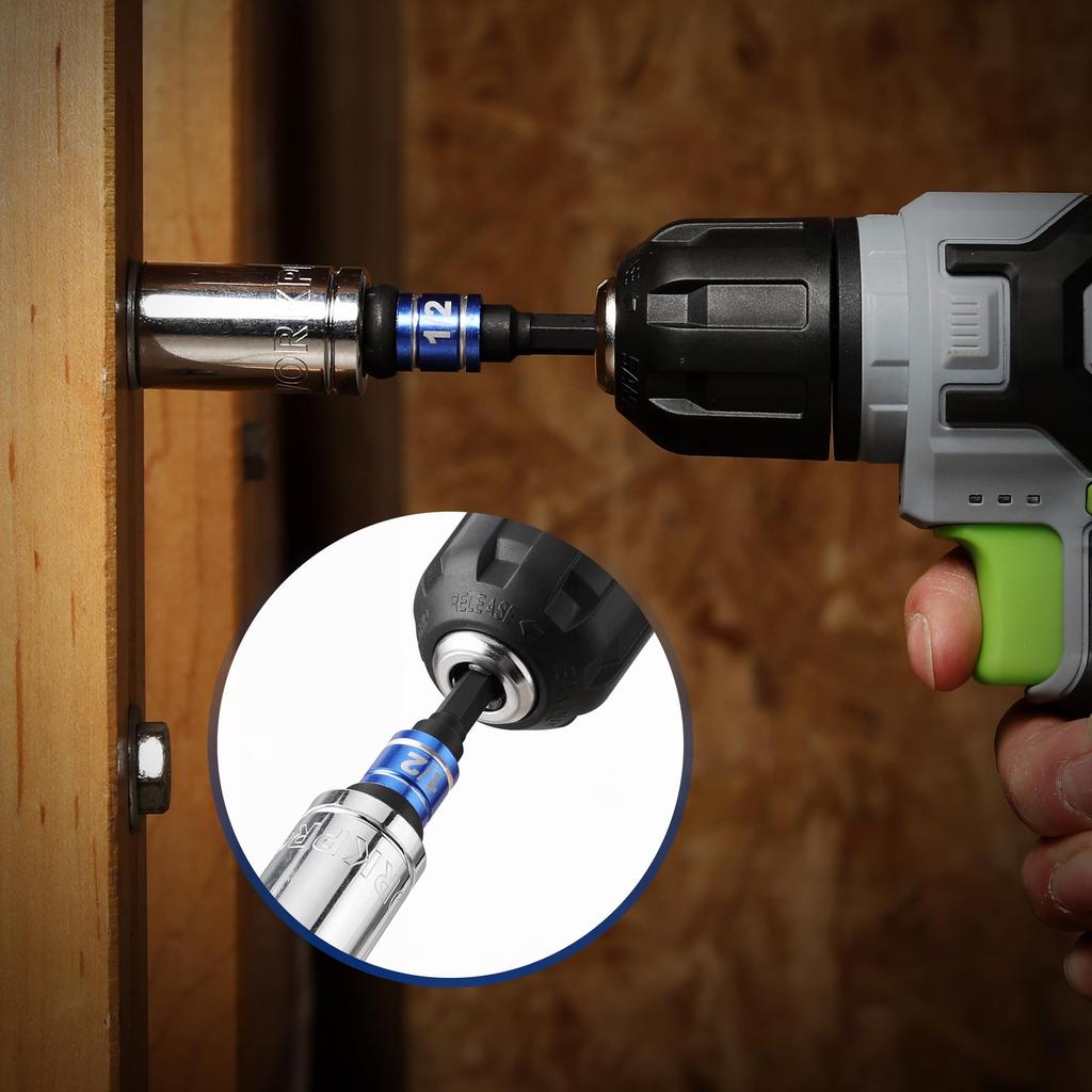 WORKPRO Impact Grade Socket Total Universal and Drill Electric DIY Tire Bicycle Storage Case Included Adapter, 9-Piece Set, 55-150mm Length,