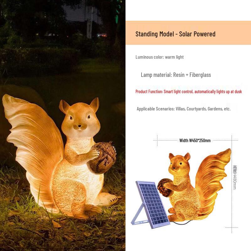 UOSU 3D Cartoon Squirrel Solar Garden Lamp