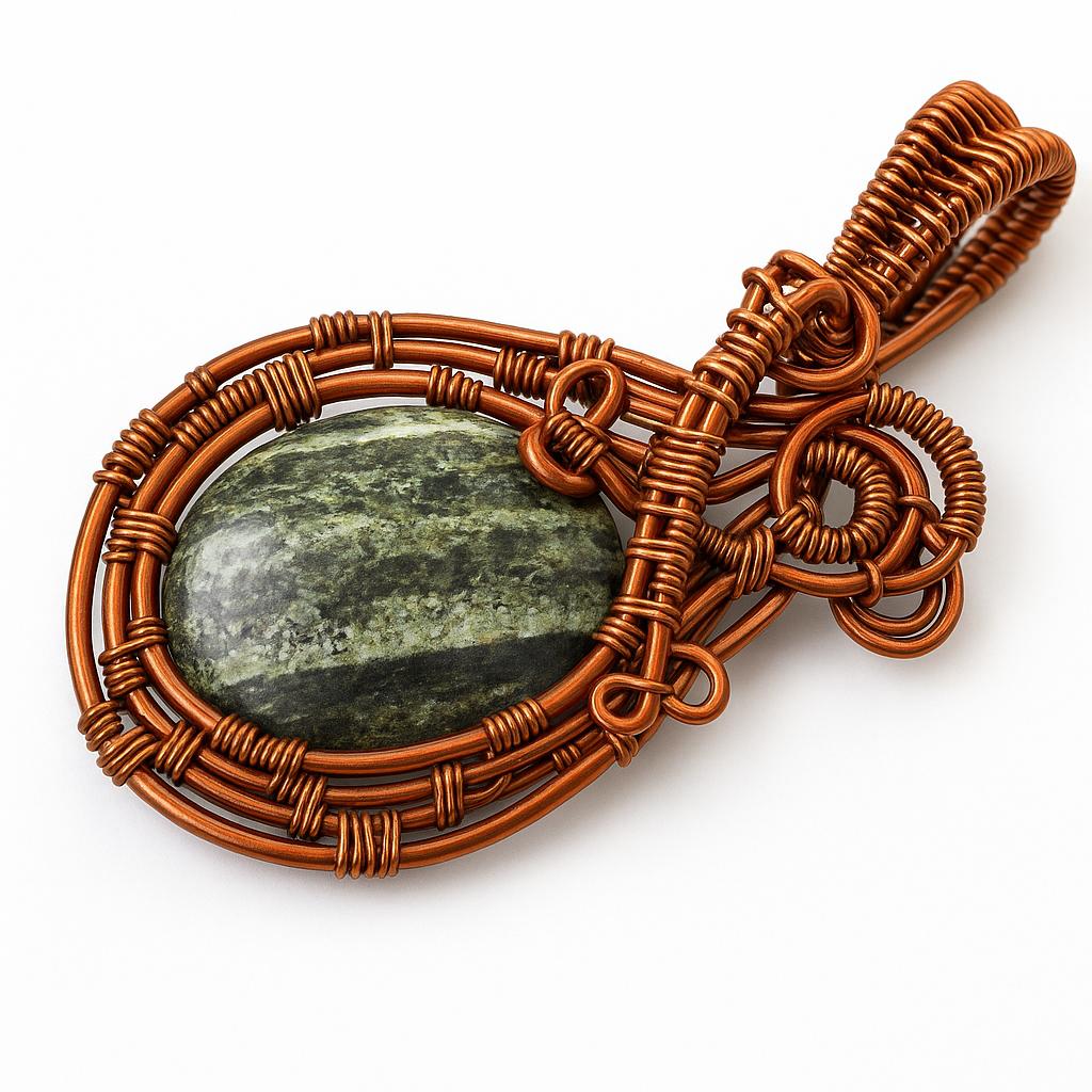 Natural Green Tourmaline Pendant 95 ct Oval Copper Wire Wrapped October Birthday Birthstone