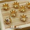 Zircon Inlaid Flower Buddhist Bead Spacer Bracelet Pendants