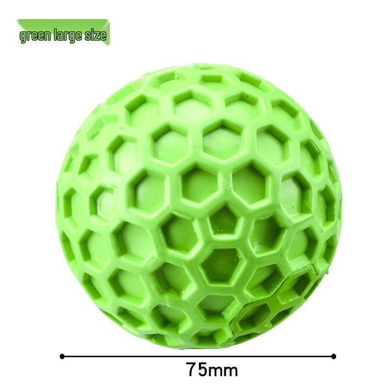 Interactive Squeaky Dog Toy: Honeycomb Shape Soft Rubber Ball for Teeth Cleaning