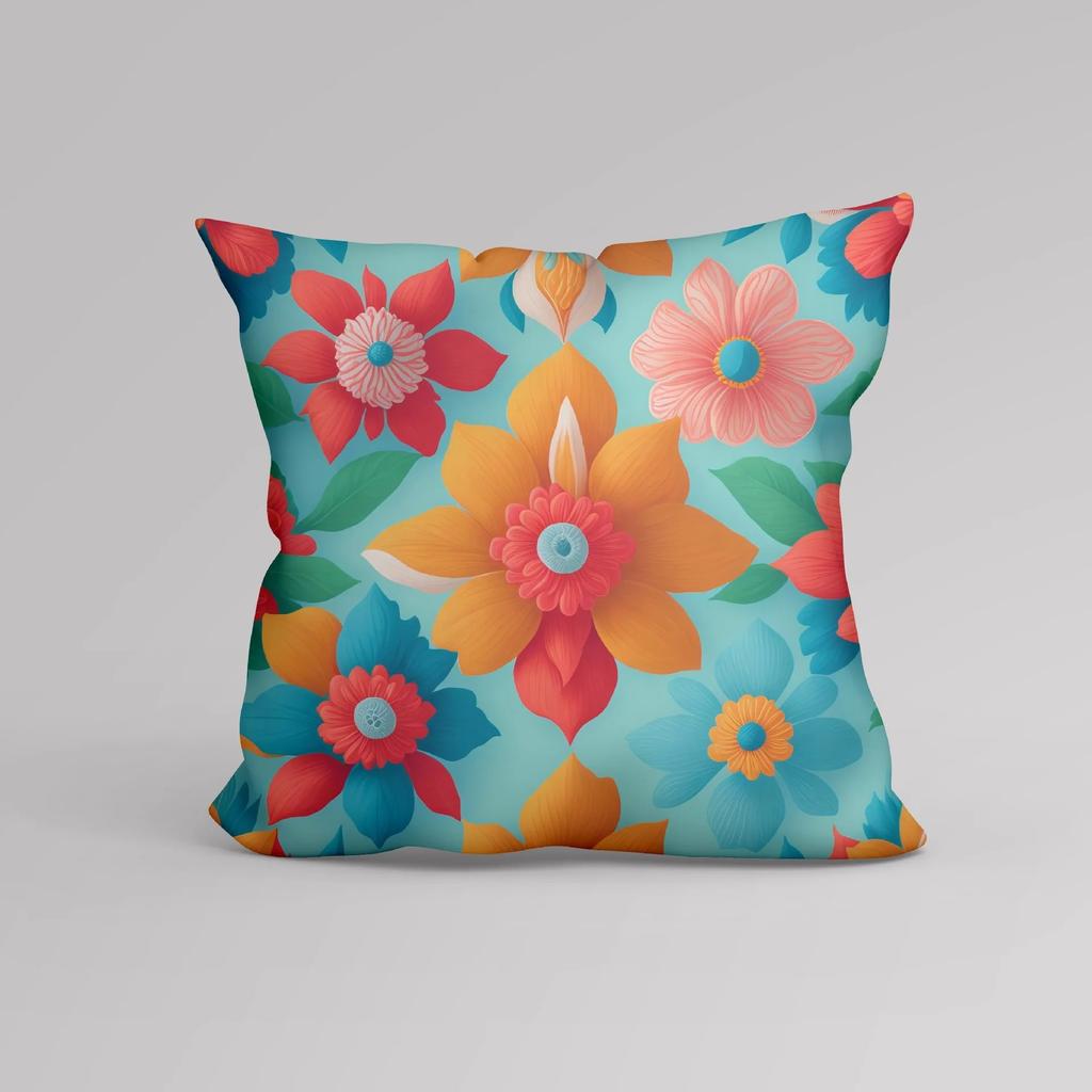 Luxury Home Decoration Cushion Cover Office Sofa Cushion Cover Small Fresh Cartoon Floral Pattern Printed Pillow Cover