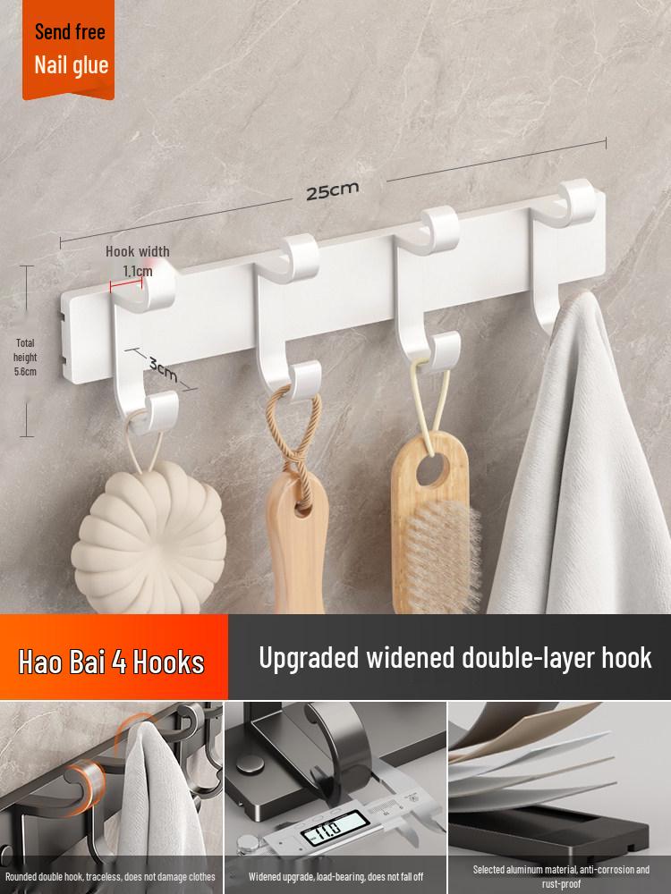 Meiruid Wall-Mounted No-Drill Double-Layer Space Aluminum Coat & Hat Hook