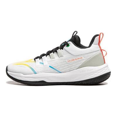 Li Ning Kids Long Fist V3 Versatile Simple Rebound Low Top Basketball Shoes Kids Sneakers White YKBU066-3
