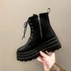 Short boots for women 2025  autumn and winter new style side zipper thick soled lace up fashionable women's boots