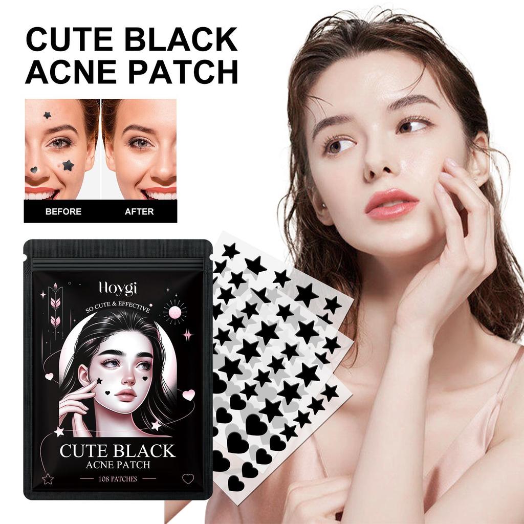 Hoygi Cute Black Acne Patch, Reduces Spots, Blackheads, Acne, Lightens Pimples, Balances Tone, Acne Patch