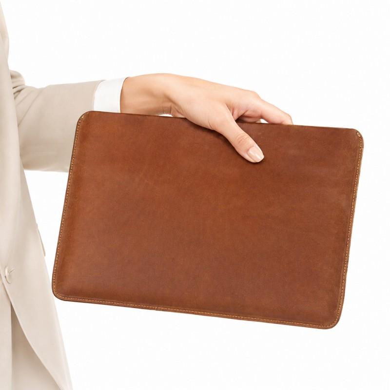 Genuine Crazy Horse Leather Laptop Sleeve 13.3 14.2 Inch MacBook Dell HP Ultrabook Tablet Protective Case Neutral Style
