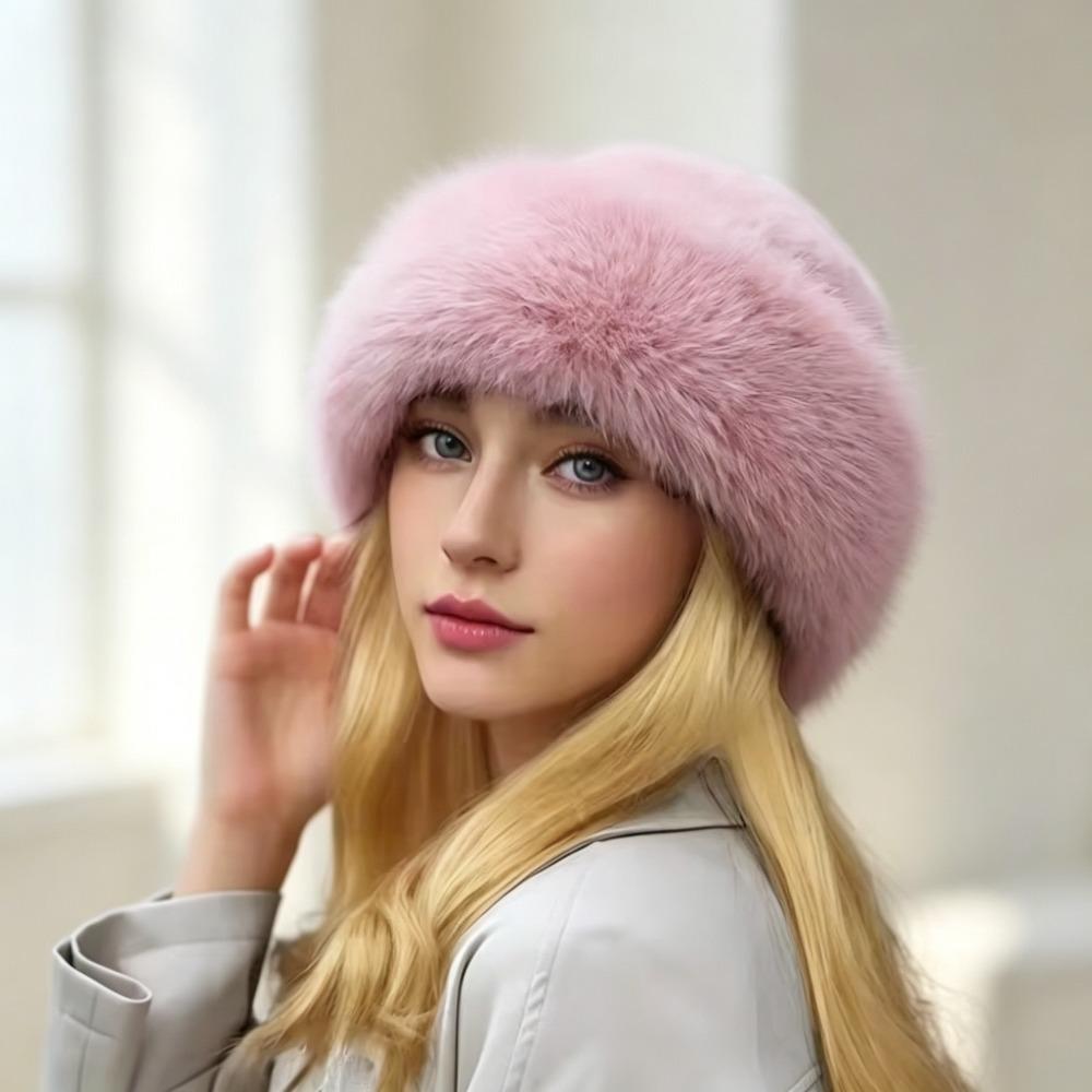 Plush Mongolian Hat Women Autumn and Winter Windproof and Cold Warm Pot Hats Imitation Mink Hair Ear Protection Fisherman's Hat