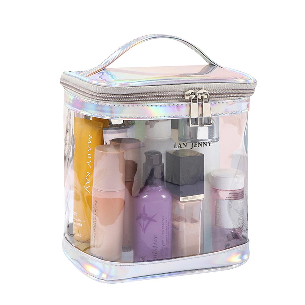 Clear PVC Makeup Bag with Handle, Transparent Travel Cosmetic Organizer, Waterproof TSA-Approved Toiletry Pouch