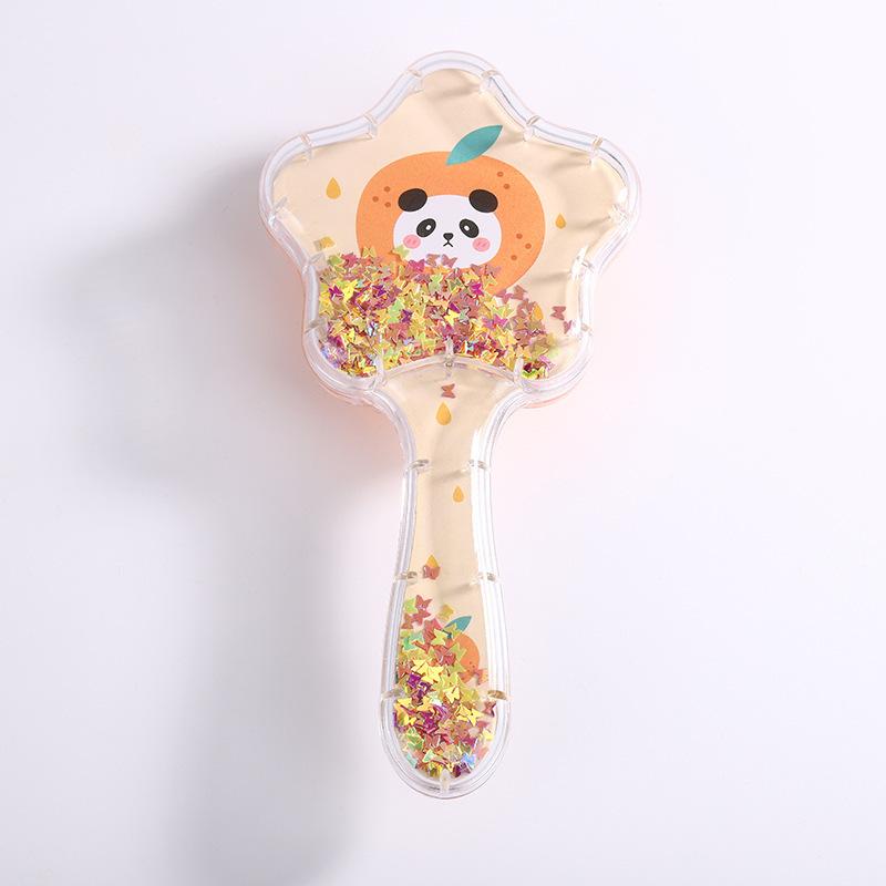 2023 New Cartoon Quicksand Comb with Glitter and Foam Hair Cushion Massage Comb for Cosmetic Styling
