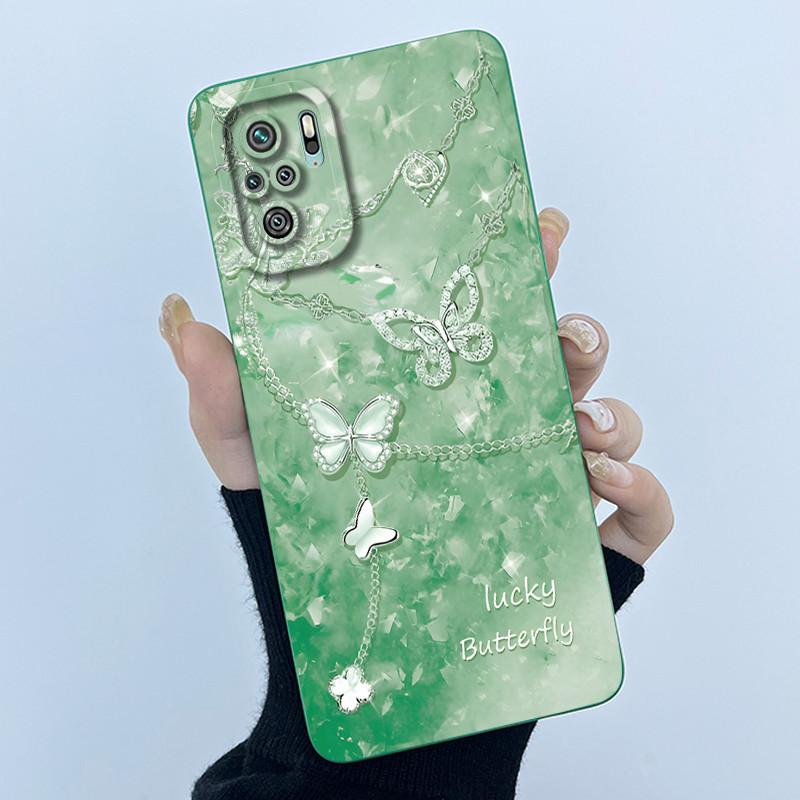 For Xiaomi Poco M5s Phone Case PocoM5s Cover Fashion Simplicity Butterfly Floral Soft Liquid Silicone Shell For Poco M 5s Fundas