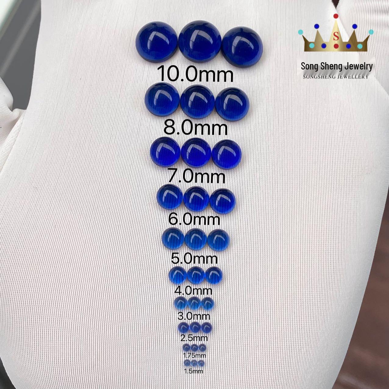 Synthetic Sapphire Royal Blue Round Cabochon Stone for Jewelry Round 1.5mm