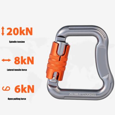 Light Weight Aluminum Alloys Safety Lock Carabiner for Rock Climbing Rappelling Paragliding Equipment