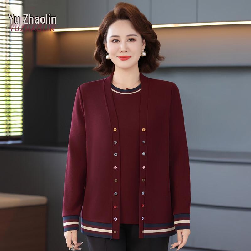 YUZHAOLIN Women s Plus Size Spring Knit Cardigan & T-shirt Set 2XL