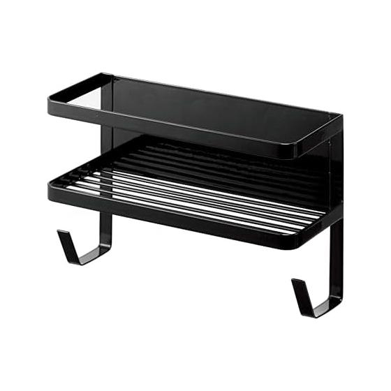 Yamazaki Jitsugyo 4769 Laundry Side Rack with Hose Holder Next to the Washing Machine Magnetic Rack Black Approx. W28XD12XH18.5cm Tower Water Hose