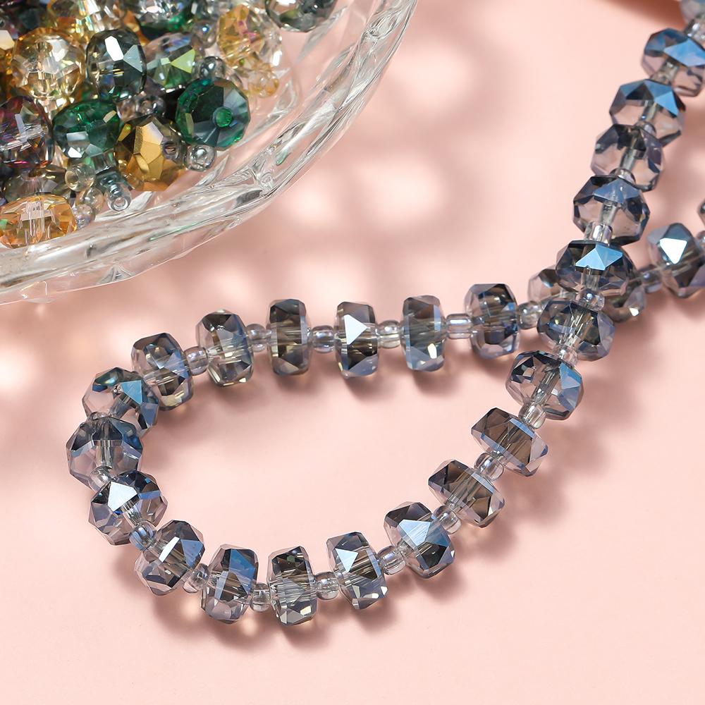 10Pcs 4.5*7.5mm Crystal Faceted Beads Spacer Loose Beads for DIY Bracelet Necklace Jewelry Making Supplies Accessories