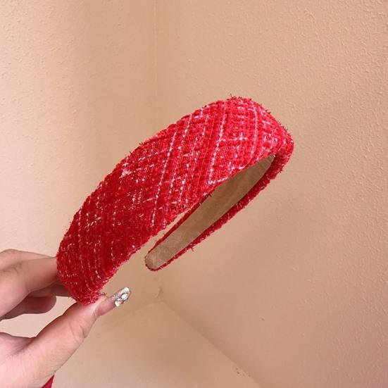 Women Hairband Retro Fabric Covered Soft Elasticn Anti-slip Head Decoration Hair Organization New Year Festive Hair Hoop Hair Accessories
