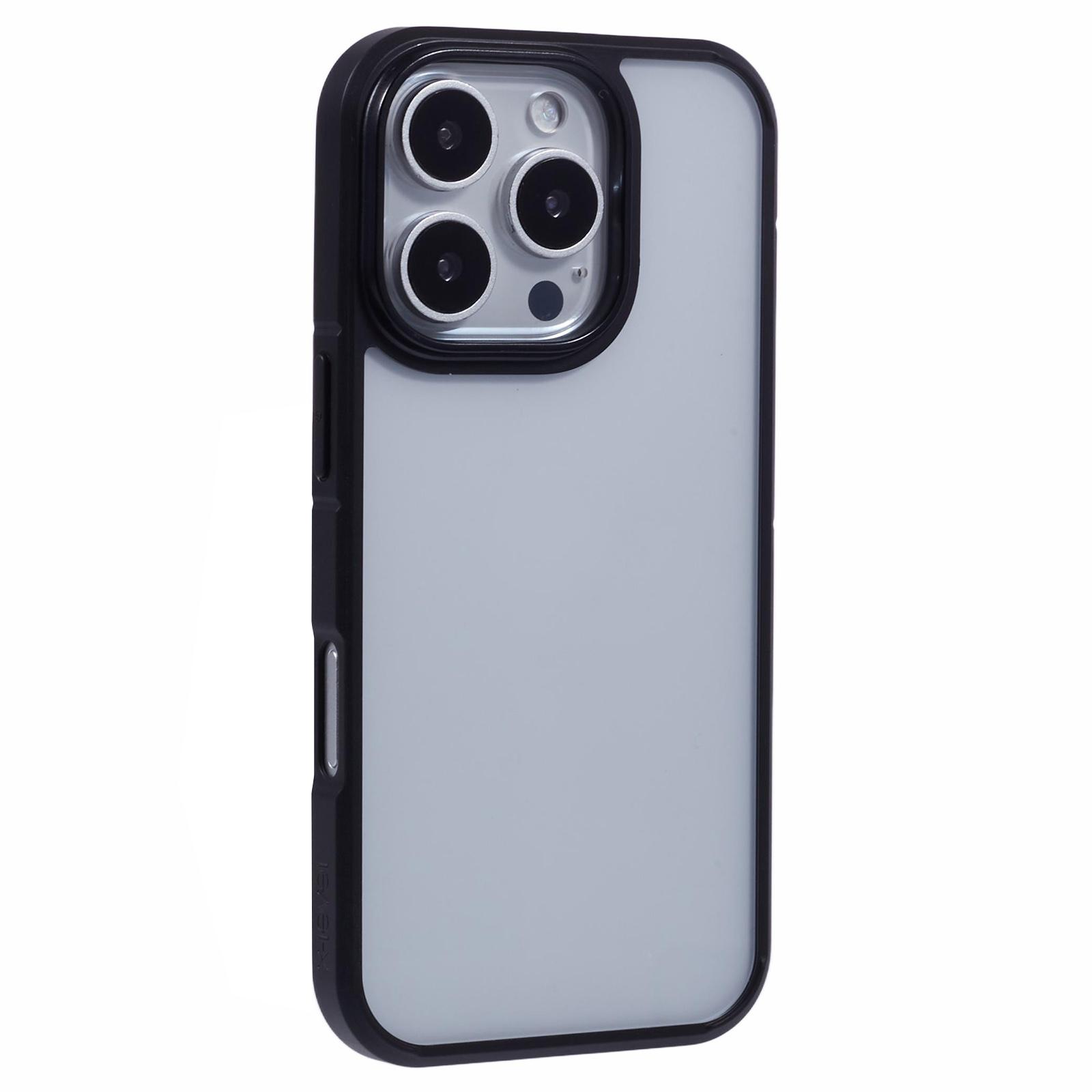 

X-LEVEL For iPhone 16 Pro Max Case Acrylic+Silicone Anti-Scratch Clear Back Phone Cover Black