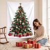 Festive Window Hanging Merry Christmas Tapestry, Wall Fabric Backdrop, Xmas Tree Winter Holiday Party Scene Decoration Art for Living Room,