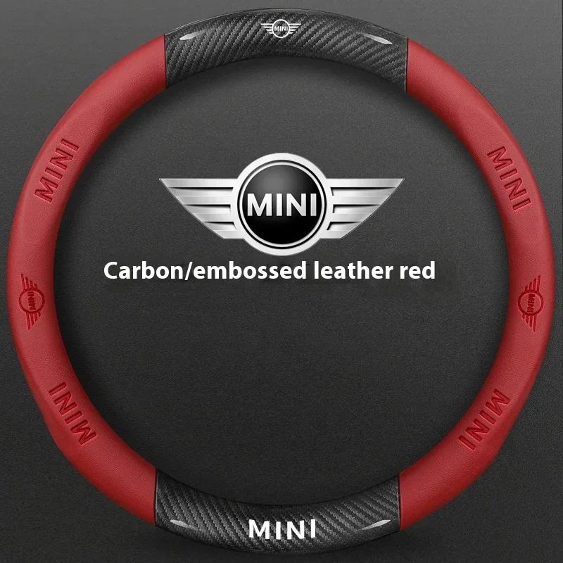 Pro BMW MINI JWC R54 R55 R56 R60 F54 F55 F56 F57 John Cooper S Clubman Countryman Auto Carbonové vlákno Kožený potah volantu