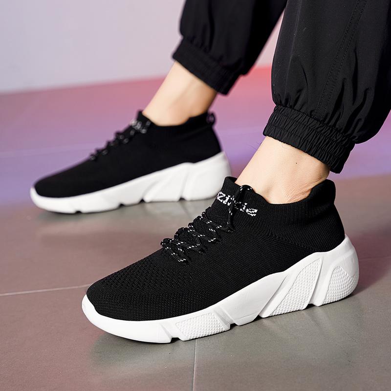 Mens Breathable Running Sneakers Ultralight High Elastic Socks Shoes Tennis Sports Black Shoes for Men and Women