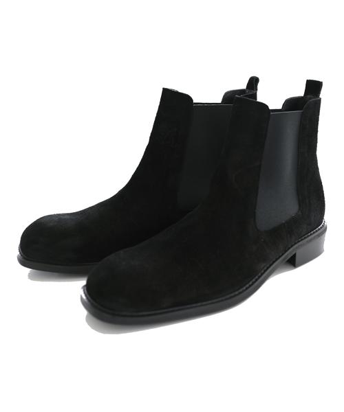 Mellos (Handmade) Square Toe Chelsea Boots - Black Suede