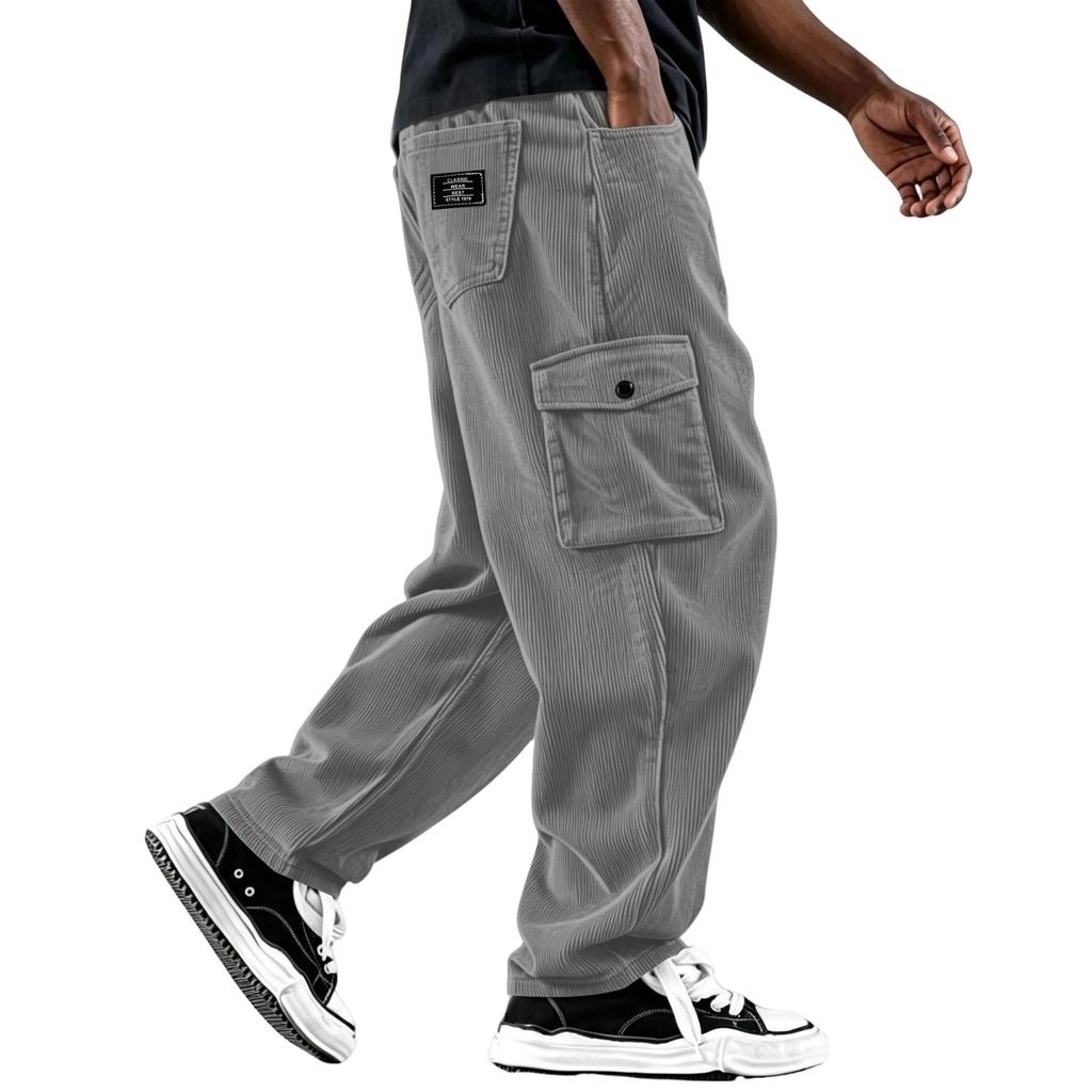Pantaloni da uomo in velluto a coste con sei tasche e