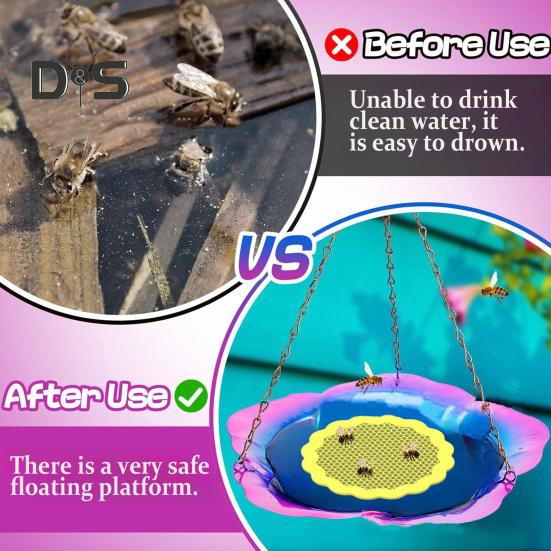 Schwimmende Bienenwasserstation, Schmetterlings-Bienen-Insektentränke zur Bestäuberfütterung, Bienenbad, Gartendekoration im Freien