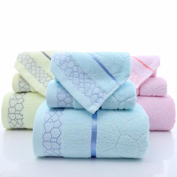 Cotton Water Cube Solid Color Towel Set With Logo Embossing For Spa And Gift Use