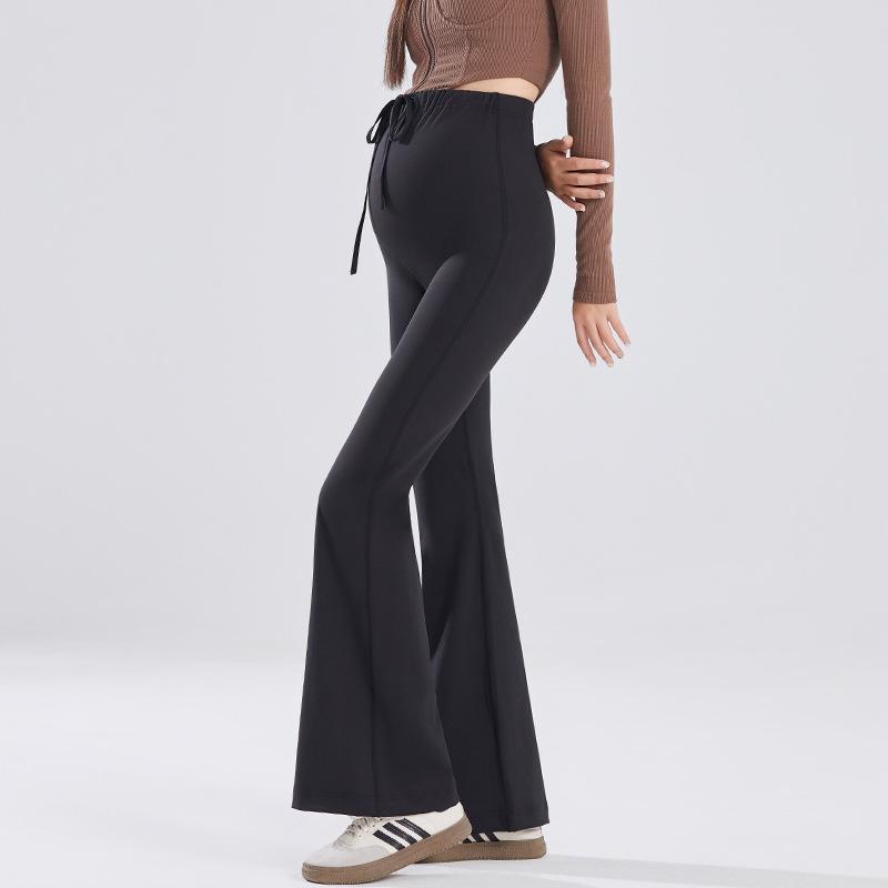 Pregnant Women Shark Flared Pants New Spring and Autumn Outer Wear Drawstring Slightly Pull Yoga Sports Leggings Autumn and Winter Thickened
