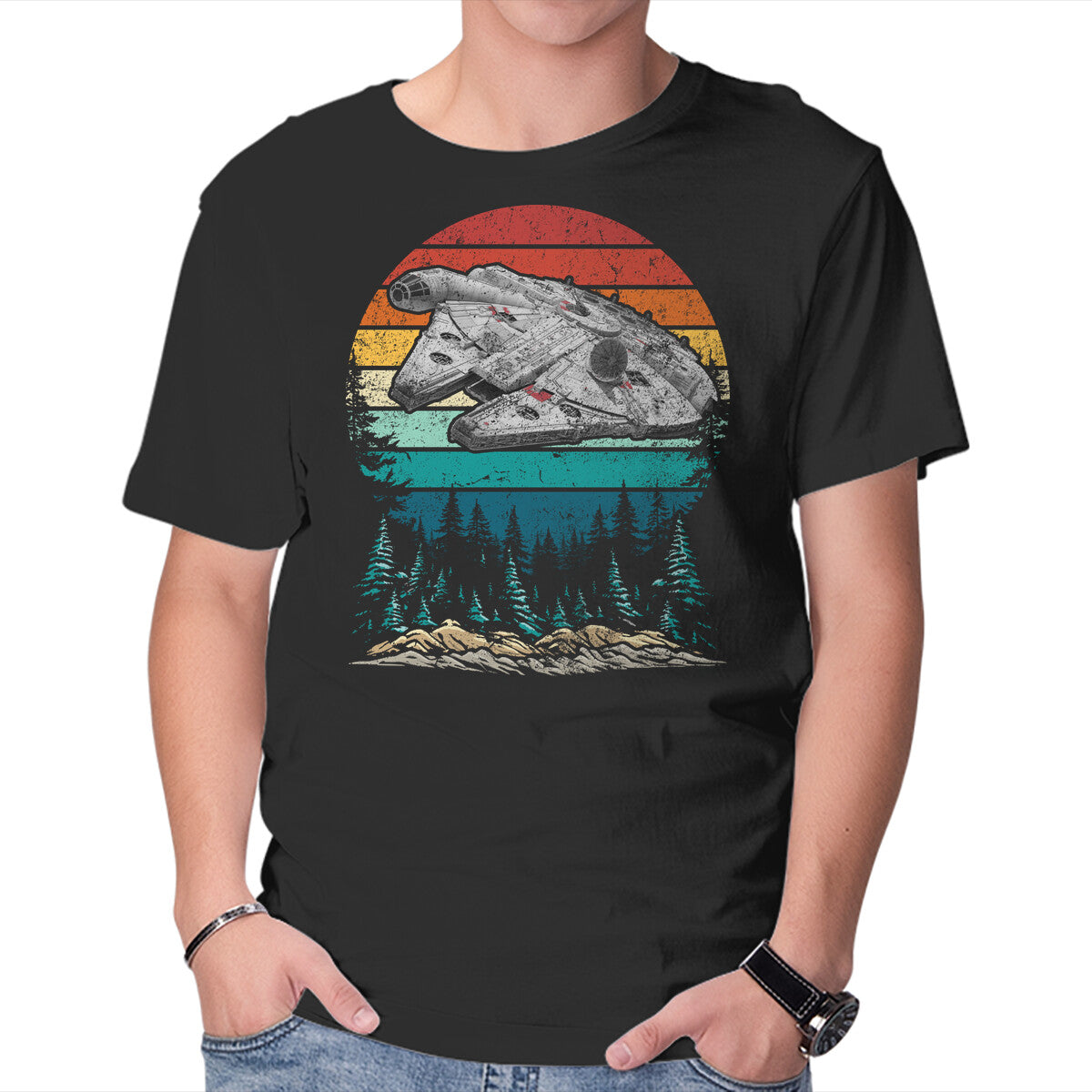Unisex Crew Neck T-Shirt Falcon Vintage Graphic Short Sleeve Casual Tee L