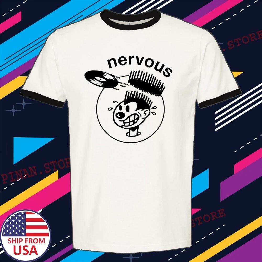 Nervous Records Men s Ringer Black Size S to 3XL 3XL