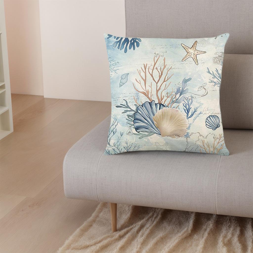 Pillow Case Decorative Summer Ocean Linen Cushion Cover For Living Room And Bedroom Decoration