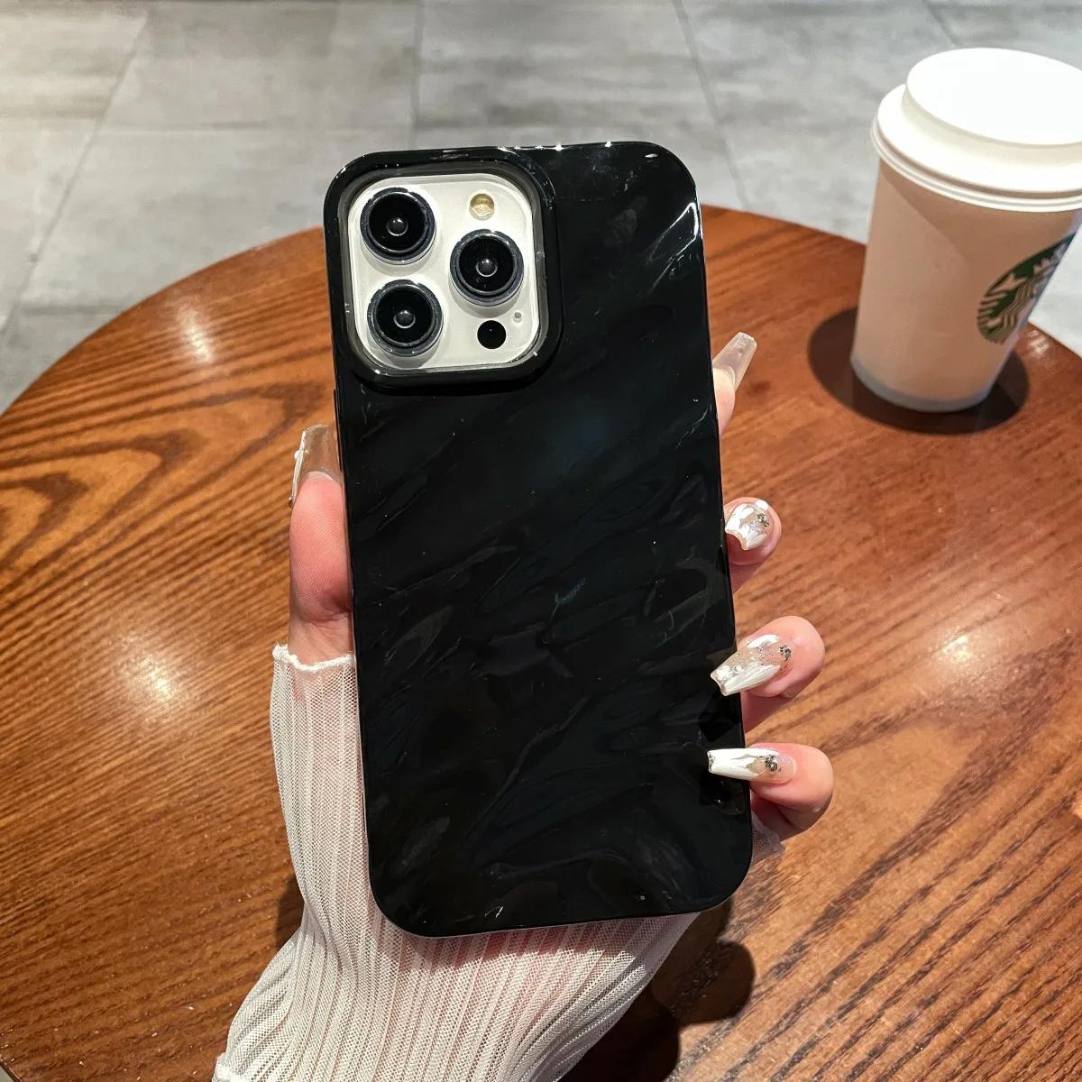 

Розкішний 3D чохол для телефону з хвилястим візерунком для iPhone 16 15 14 13 12 Pro Max Plus Однотонний глянсовий чохол з м якого силікону Аксесуари для телефону For iPhone 15 Plus