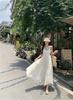 [Original Fabric] Pure Desire Neck Chiffon Dress Women's Summer Seaside Vacation French Halter Skirt White Long