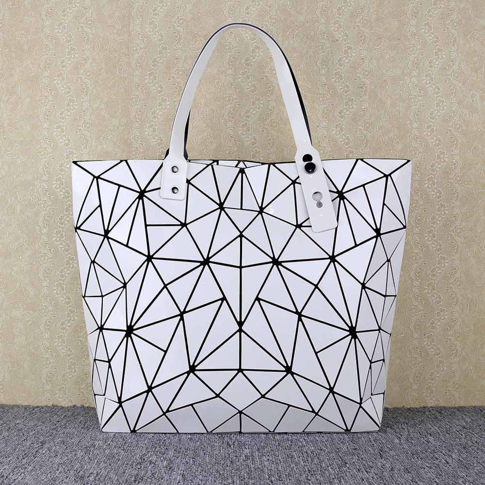 Tide Tote Bag New Geometric Rhombus Glossy Large-capacity Handbag Women's Changeable Folding Deformation Shoulder Bag