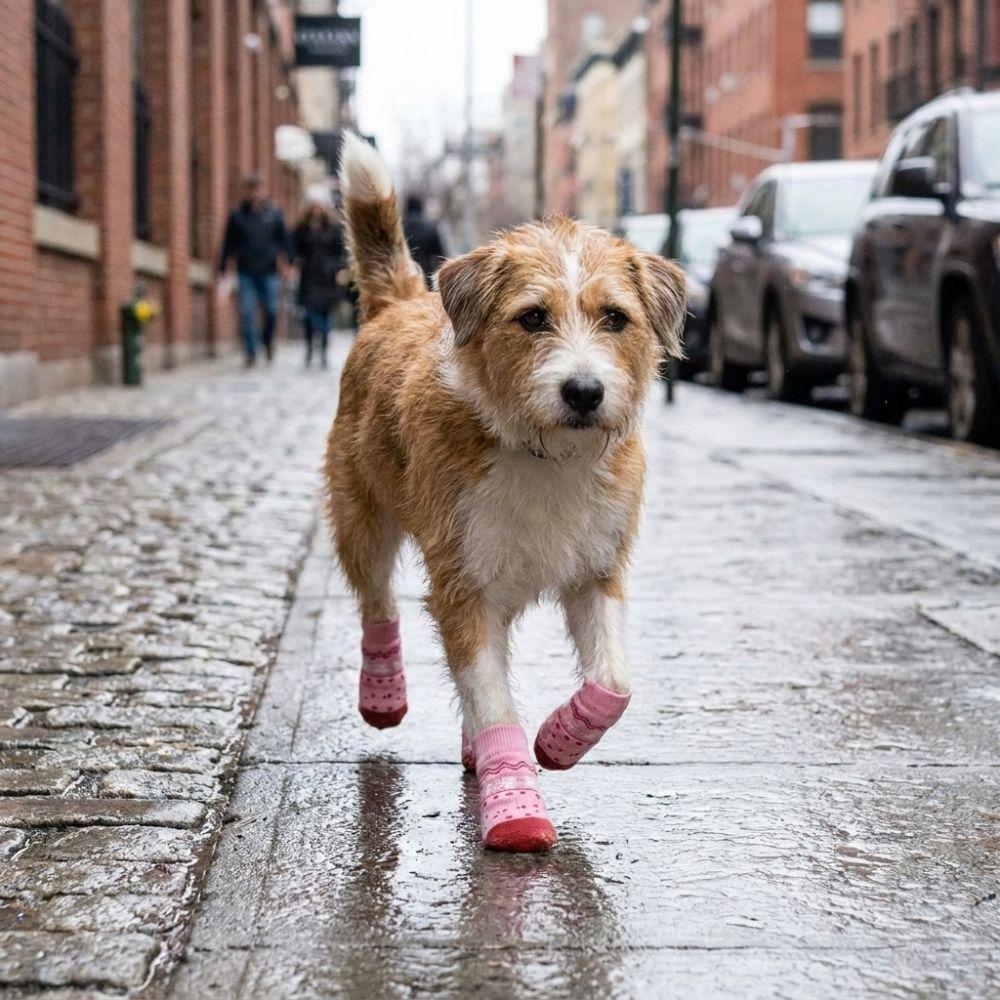 4PCS Adjustable Anti Slip Dog Socks Breathable Puppy Shoes Socks Pet Foot Covers  Outdoor Use