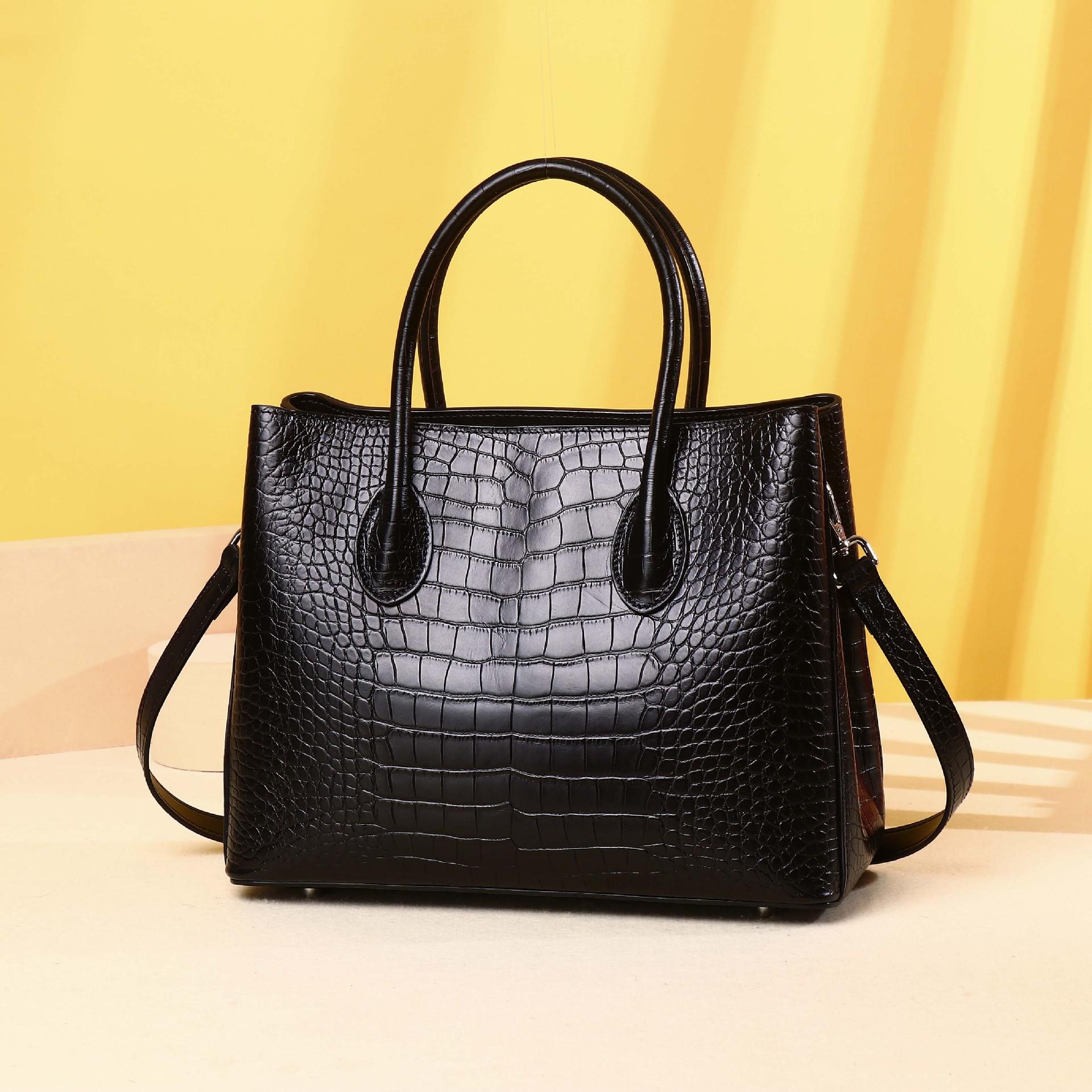 

Сумка женская из кожи класса люкс, Классическая сумка-тоут большой вместимости, Женская сумка с узором под крокодила, Большая сумка через плечо чёрный