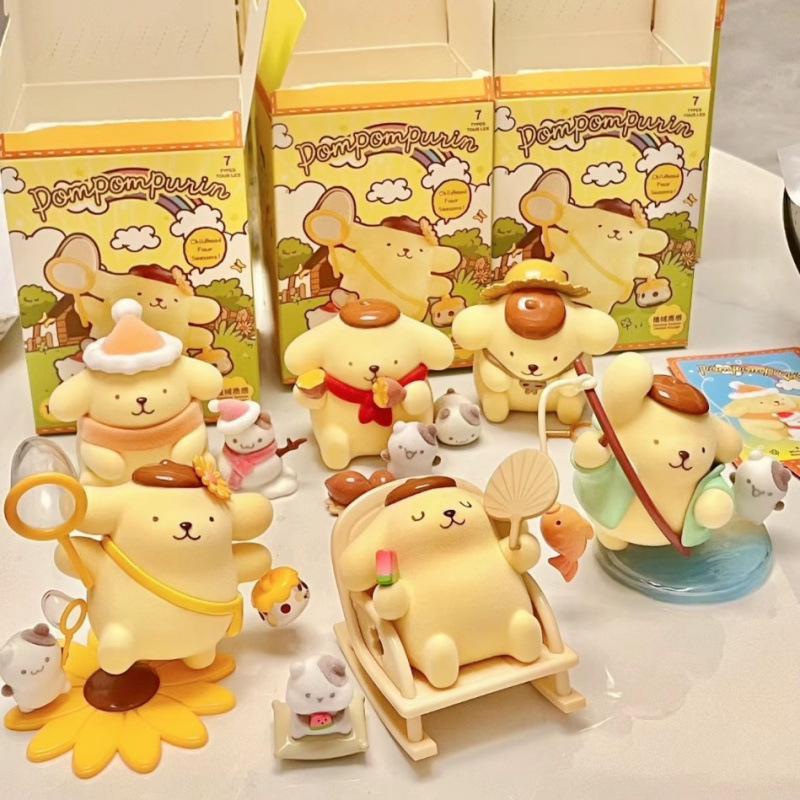 Sanrio Anime Action Pom Pom Purin Die Vier Jahreszeiten Serie Blind Box Figur Überraschungstüte Sammlung Modelle Spielzeug Geschenke