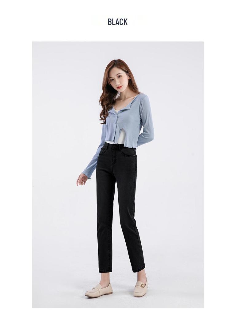 Petite Light Blue High Waist Straight Leg Cigarette Jeans for Women - Slimming Eight/Nine Length (Spring/Summer 2024)