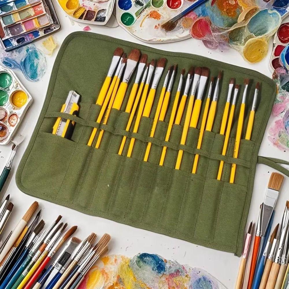 Portable Painting Brushes Storage Bag Large Capacity Roll Up Pen Bag Stationery Case  Pen Tools