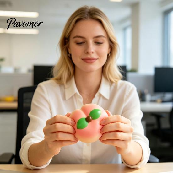 Soft Squeeze Ball Snow Peach Slow-Rising Toy Realistic Fruit-Shaped PU Fidget Relaxation for Stress Relief Novelty Decompression Gadget Kids
